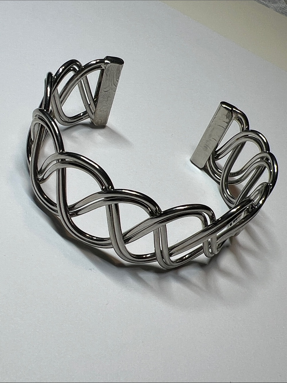 Silver Tone Braided Open Cuff Bracelet